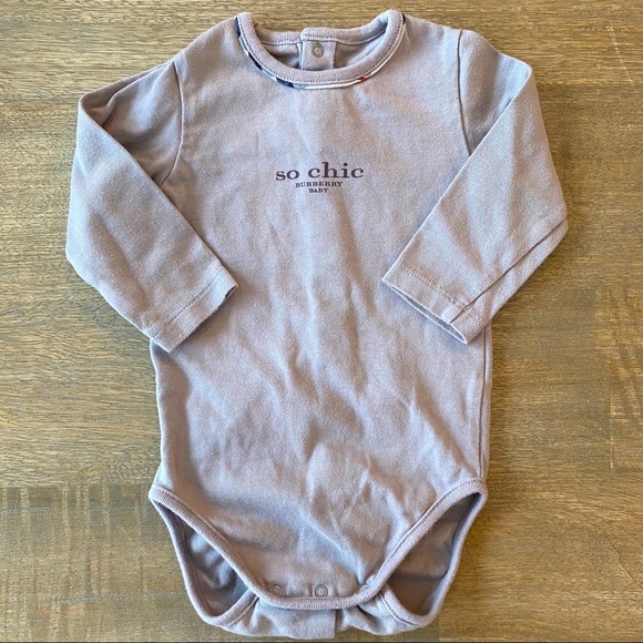 EUC Burberry Baby So Chic taupe onesie